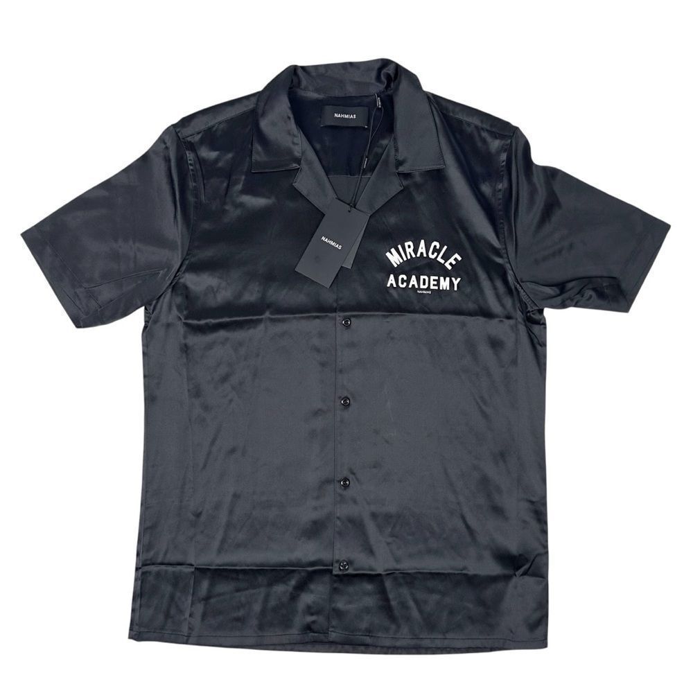 NAHMIAS Miracle Academy Mens Small Silk Button Down Black Shirt Streetwear $695